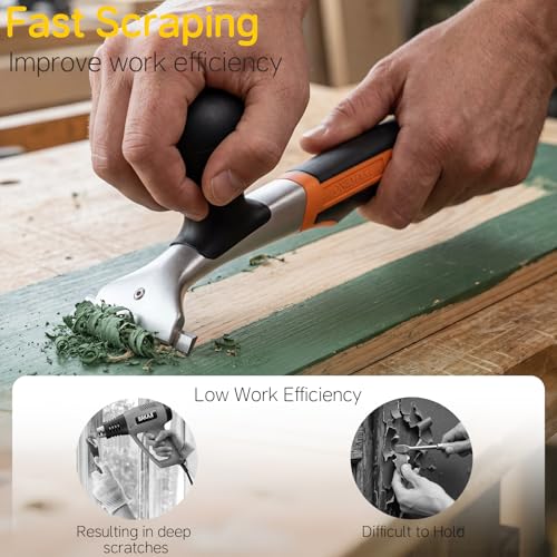 Onemake 2-1/2" Heavy-Duty Premium Ergonomic Carbide Scraper Tool, Removal on Dry Glaze, Stains, Putty, Scratches, Rust, Paint, Glue, Varnish, Resin, Carbide Scraper with Blade & 1 Replaceable Blade
