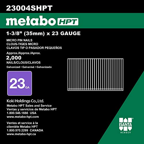 Metabo HPT Pin Nails | 1-3/8" x 23 Gauge | Electro-Galvanized | 2000 Count | 23004SHPT (Pack of 2) 1-3/8" x 23 GA (Pack of 2)