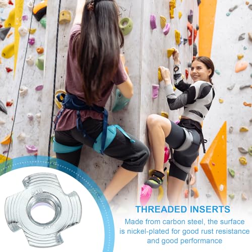 PATIKIL 5/16-18 T-Nuts, 50 Pcs Zinc Plated Steel 4-Pronged Tee Blind Nut 16 mm Length Four-jaw t Nuts Threaded Inserts Hardware for Wood Furniture Cabinetry Rock Climbing Holds 5/16-18x16mm