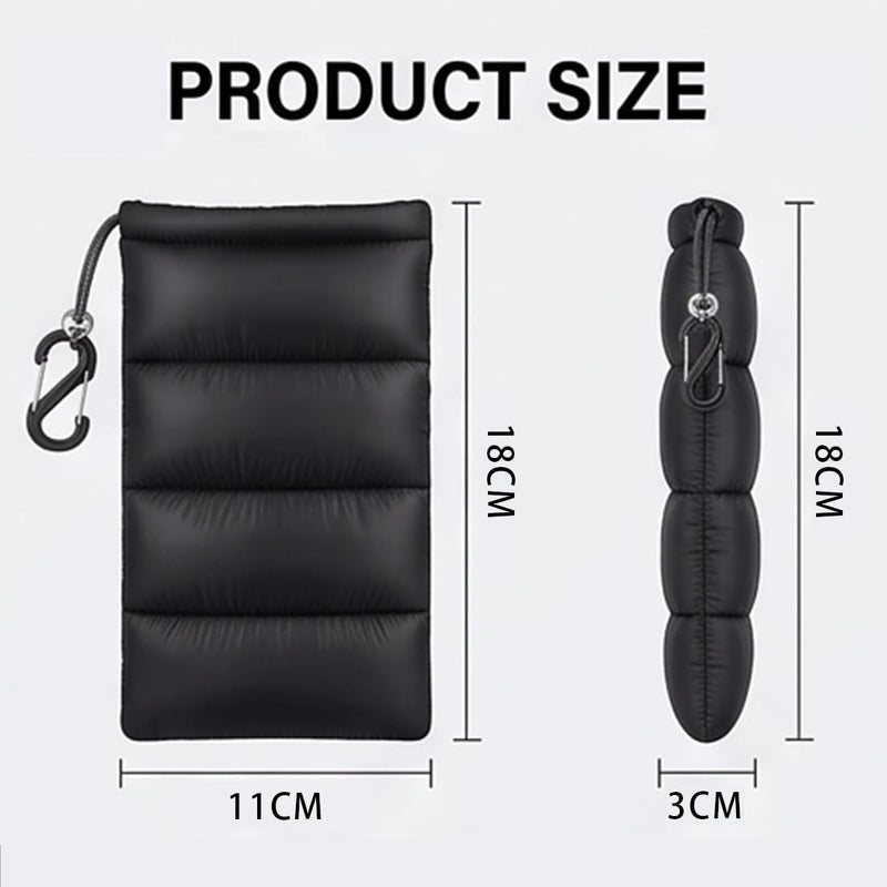 1 Pcs Thermal phone case, insulated pouch,Down Cotton Warm Phone Case Cover Bags Prevents Freezing/Overheating Protector Cellphone Pouch with Carabiner Ideal for Outdoor Camping Hiking Skiing (Black)
