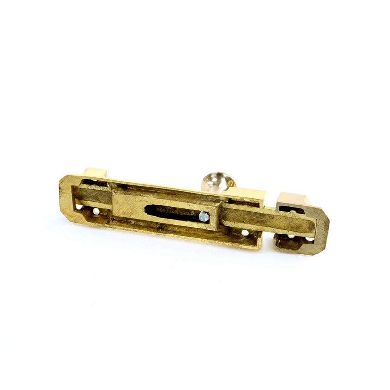 Renovators Supply Manufacturing Door Lock Latch 6 in. Brass Slide Bolt Latch with Mounting Hardware 6 Inch