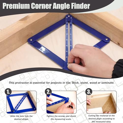 Corner Angle Finder Tool, Miter Saw Protractor with Scale, Miter Angle Finder, Digital Angle Scale (Blue) Blue