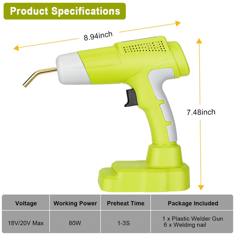 Choerinton Plastic Welder Compatible with Ryobi 18V Battery, with 600PCS Staples, Pure Copper Transformer, Rapid Heating, Plastic Welding Kit for Car Bumper, Dashboard & Repair(No Battery) For Ryobi Battery