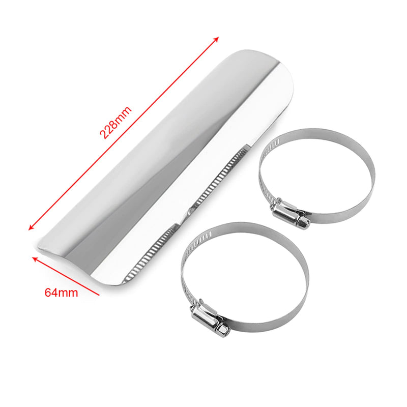 Exhaust Heat Shield, Motorcycle Exhaust Heat Shield with 2 Stainless Steel Clamps,Metal Exhaust Heat Shield Cover(Silver)