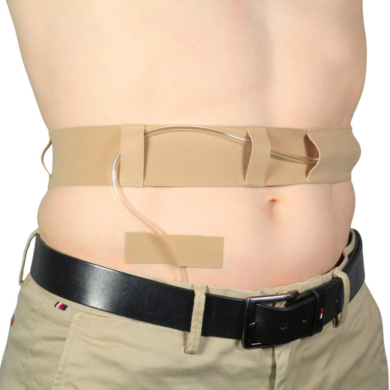 Peritoneal Dialysis Tube Belt - Slim, Soft and Stretchy PD Catheter Belt - Safe for Skin - Made in the UK - Peg Tube Supplies - Medical Peritoneal Dialysis Accessories (Medium - 29″-42″, Beige) Medium - 29″-42″