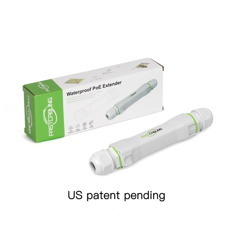 FASTCALBING Waterproof Direct Burial PoE Extender for IP Camera, Ethernet Extension Breaking 100m Distance Limit, Outdoor PoE Repeater, IEEE 802.3af/at/bt, PoE+, Plug and Play