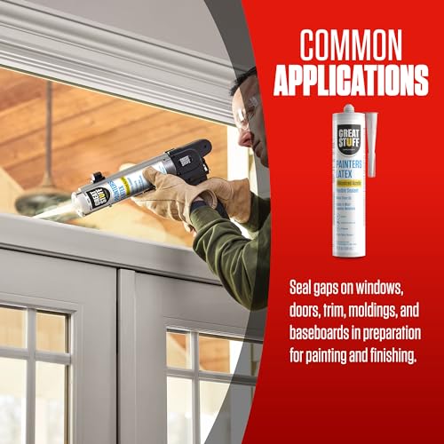 Great Stuff Acrylic Latex Paintable Caulking Sealant - White Caulk, Painters Caulk, Painters Latex Siliconized Acrylic Caulk, Paintable Caulk, White Caulking for Baseboards, Water Clean Up, 10.1 oz