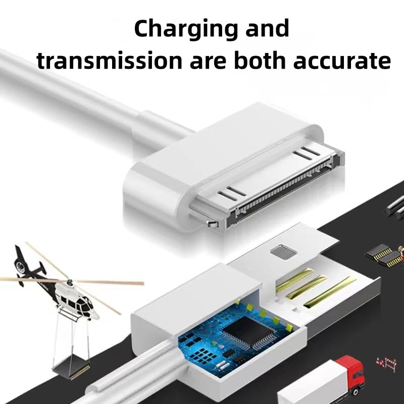 30 Pin Charger Cable Compatible with iPhone 4 4s 3G 3GS, iPad 1st 2nd 3rd Generation, iPod Touch, iPod Nano, iPod Classsic USB Sync & Charging Cord (1-Pack) (1) 1