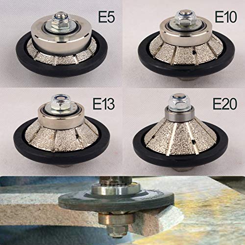 3/16 inch Demi Bullnose Half Bullnose Diamond Hand Profile Wheel Router Bits 45 Degree Bevel Edge for Granite Concrete Marble Countertop Edge (E5)