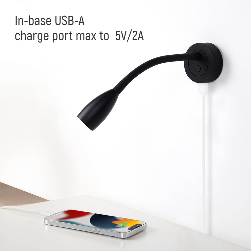 12V LED Dimmable Reading Light 2 Pack, RV Bedside Reading Lamp with USB Charger 12 Volt Flexible Gooseneck Wall Lamp for Camper Van Travel Trailer Truck Boat Interior Lighting Short Shaft 2-Pack