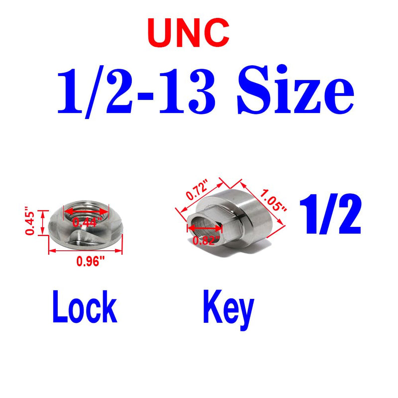 1/2-13 304 Stainless Steel Anti-Theft Locking Nuts 13TPI Security Hardware Kit for Mountain Bike Awning Car Accessories for Styling Light Bar Safety,(4 Lock+ 1 Key) 1/2-13