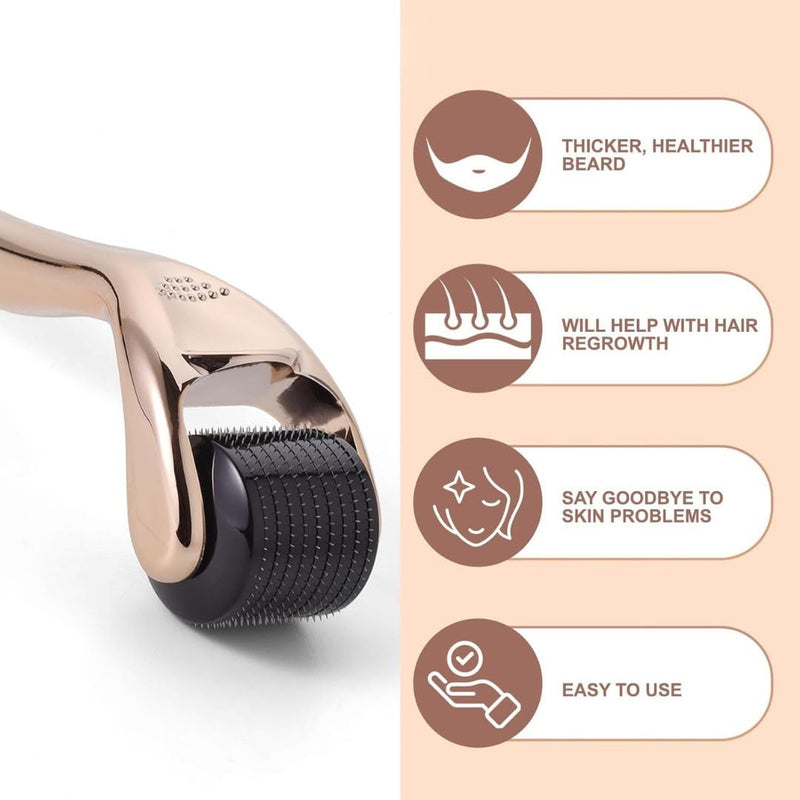 Derma Roller for Skin, Hair & Beard – Women and Men Titanium Microneedling Roller for Face & Scalp, Safe & Easy to Use