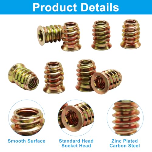 Threaded Inserts for Wood Furniture, 1/4-20, 32 Sets