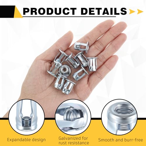 50 Pack Jack Nuts 1/4''-20 Threaded Insert Petal Nuts Srew Anchor 50