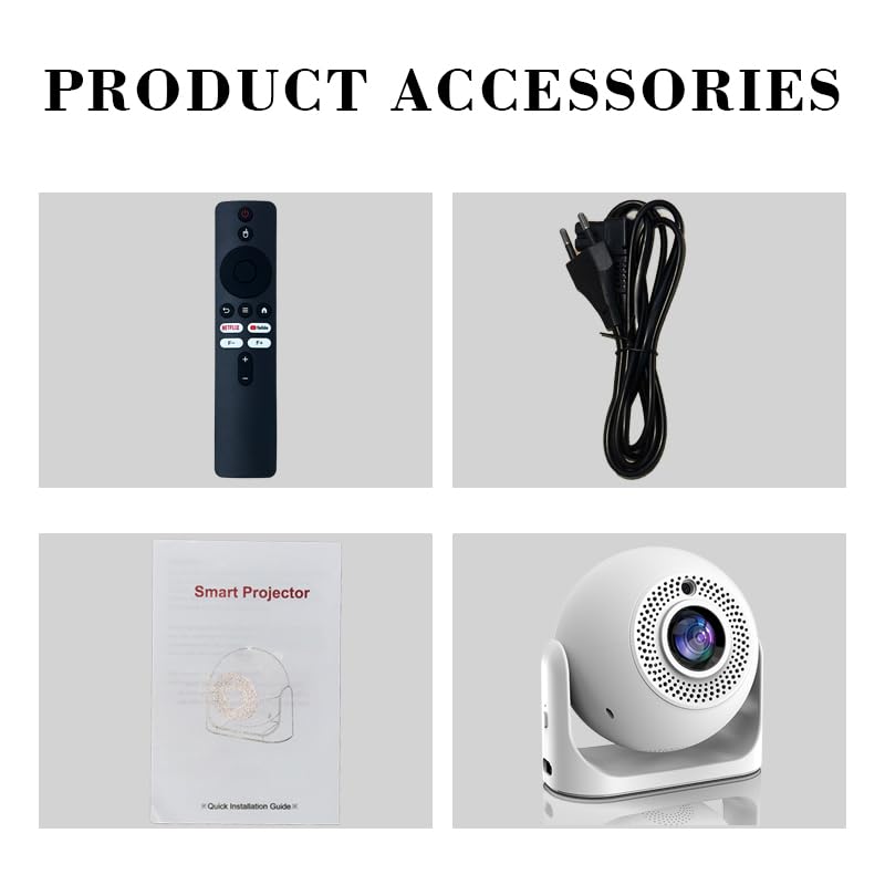 JY360 Video Projector - 200 ANSI,1080P, WiFi & Bluetooth! This Mini Portable Projector with Android 13 Features Auto Keystone, Autofocus & 180° Rotation