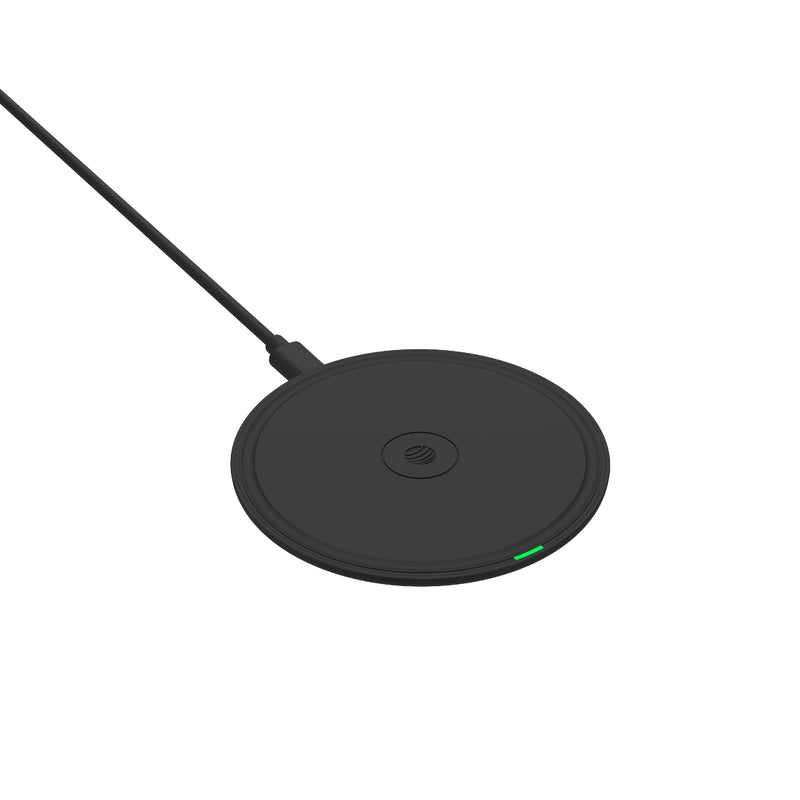 AT&T 15W Qi Certified Case-Friendly Wireless Charging Pad for Apple iPhone, Google Pixel, and Samsung Galaxy (Black) with type C to C cable Black