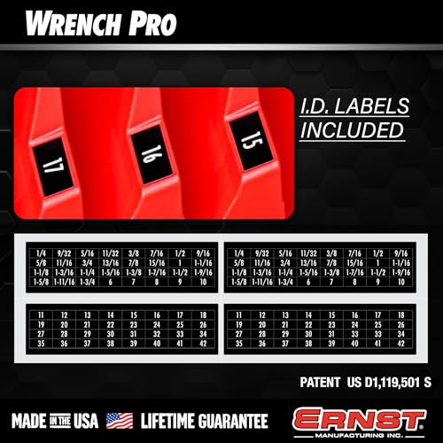 Ernst Manufacturing Wrench Pro - Modular Wrench Organizer for 40 Wrenches (Red) Red