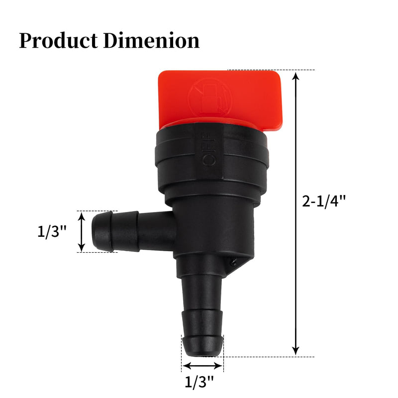 Fuel Shut off Valve, 1/4" Fuel Cut Off Valve for Riding Lawn Mower, Replace B&S 698181 494539 697944 Te cumseh 35857, 90 Degree Gas Shut Off Valve for Small Engines, 2 Pack 2 Angle