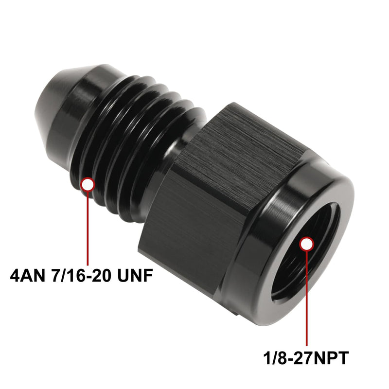 1/8 NPT Female to 4AN Male Flare Expander Fitting Adapter Aluminum Black 1/8 NPT Female to 4AN Male