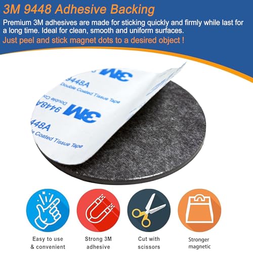 Flexible Magnetic Dot with Self Adhesive,Big Round Magnets with Adhesive Backing for Crafts Whiteboard, Refrigerator Crafts DIY School,18 Pcs 60mm Diameter 2.36”x 0.08”