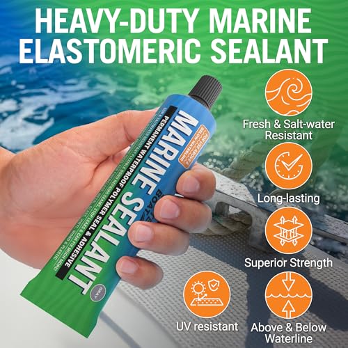 Marine Sealant and Adhesive, Waterproof Marine Grade Caulk Gray 3 oz
