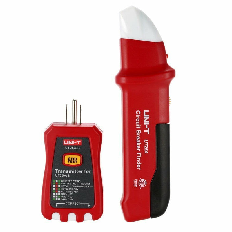 UNI-T UT25A Digital AC Circuit Breaker Finder and Tracker Kit with Electrical Integrated GFCI Outlet Socket Tester, Working on AC 90-120V, Adjustable Sensitivity Buzzer Indication, Flashing LEDs UT25A For AC 90-120V