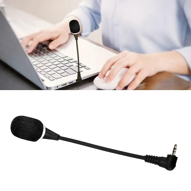 Mini Flexible Gooseneck Microphone, 3.5mm, 6.7 Inch | Stereo Condenser Mic, Portable Wired, Audio Recording, For Laptop Notebook Computer