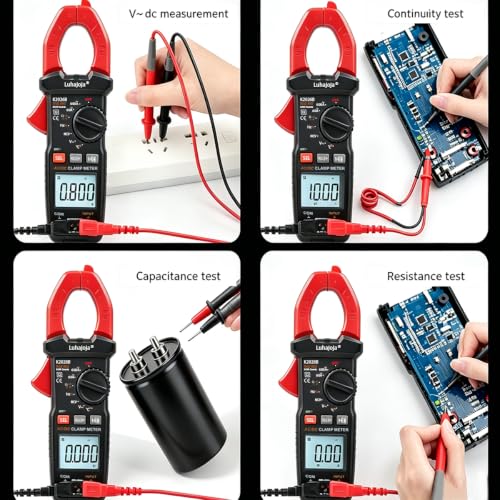 Clamp Mete, 6000 Counts, Auto Ranging, Measures High AC/DC Current 600A, 600V AC/DC Voltage, Multimeter, Voltage Meter, Amp Meter, Electrician Tools, with Alligator Clips, Backlit Display
