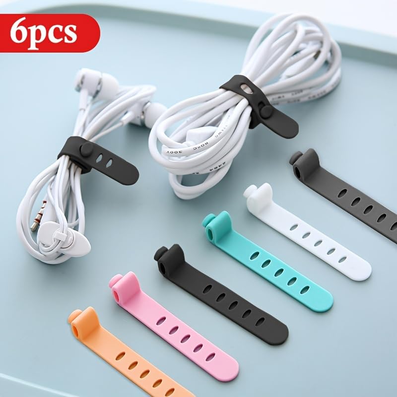 6-Piece Silicone Cable Organizer Boxes – Keep Earphones, Chargers & Cables Neat, Accessible & Tangle-Free color mixing