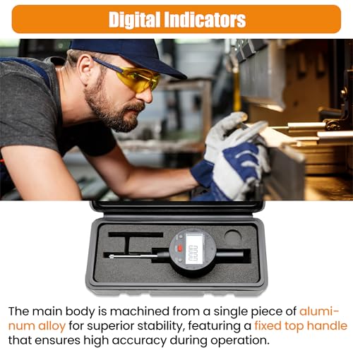 Alloy Digital Indicators Electronic Digital Dial Indicator Gauge with 0-1'' /25.4mm Inch/Metric Conversion Digital Probe Indicator 0.0005''/0.01mm Resolution Dial Test Gauge (Model 201-0051) Model 3