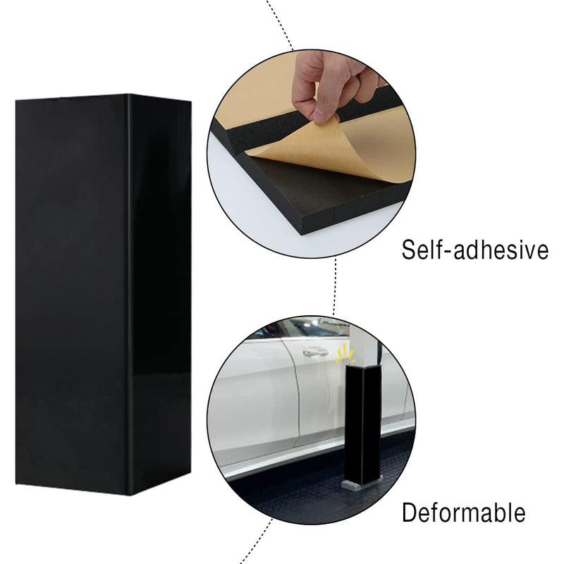 GUEQUITLEX Garage Wall Guards Foam Car Door Protector Wall Bumper Guard - 2 Pack, Corner, Black, Plastic with PP film surface, Foam, Polypropylene (PP)