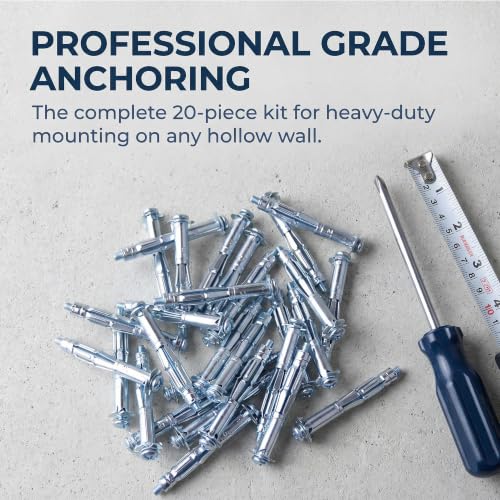 30pcs Molly Bolts Hollow Wall Anchors Heavy Duty Zinc Plated Steel, Metal Drywall Anchors for Plaster, Tile and Cavity Walls, Expansion Anchor Kit for Hanging Curtain Rods and Frames(M5-65) M5-65