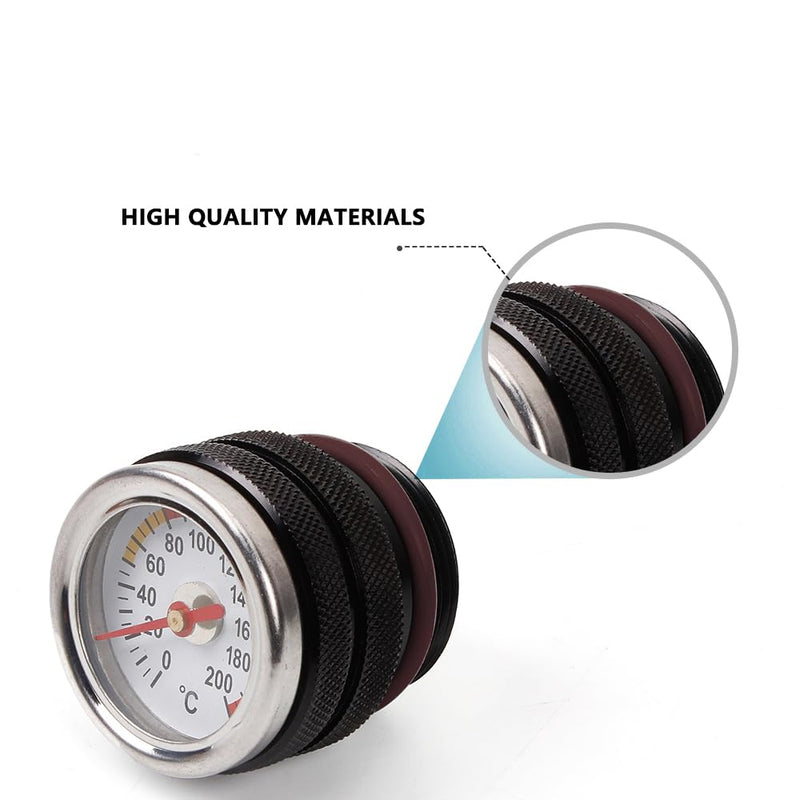 Oil Temperature Gauge M30x1.5 Thread Motorcycle Temperature Gauge 0-200℃ Oil Thermometer for Kawasaki W650 W400 W80 1987-1998, Black