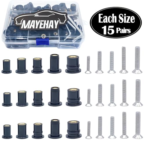 153Pcs M4 M5 M6 Rubber Well Nuts Kit for Kayak with Brass Inserts 153