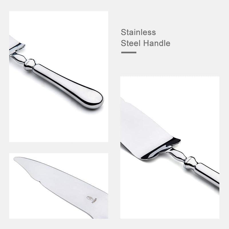 2 Piece Wedding Cake Knife and Server Set,18/10 Stainless Steel Cake cutting Set Pie Server Cake Cutter Knife for Birthday,Anniversary,Holiday,Baby Shower,Party Baguette Stainless Steel-B