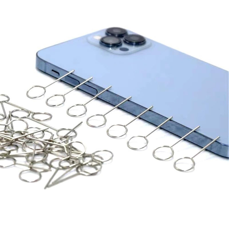 50Pcs Universal Metal SIM Card Ejector Tool Portable Phone Needle Removal Opener Compatible with All Smartphones Daily Phone Repair Accessories