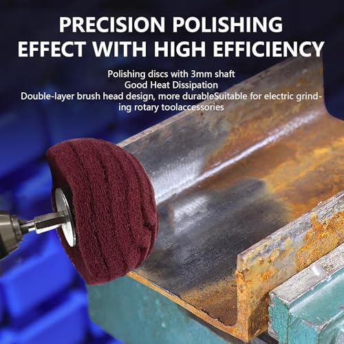 Scouring Pads Non Woven Abrasive Drill Cleaning Kit, 6 Pcs Abrasive Buffing Polishing Wheel Drill Attachment Set, 3 Green and 3 Red