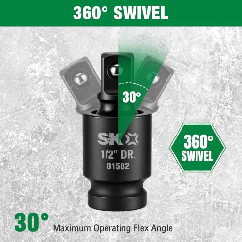 SK Pinless Impact Universal Joint, Swivel Socket Adapter Set 1/4" 3/8" 1/2"