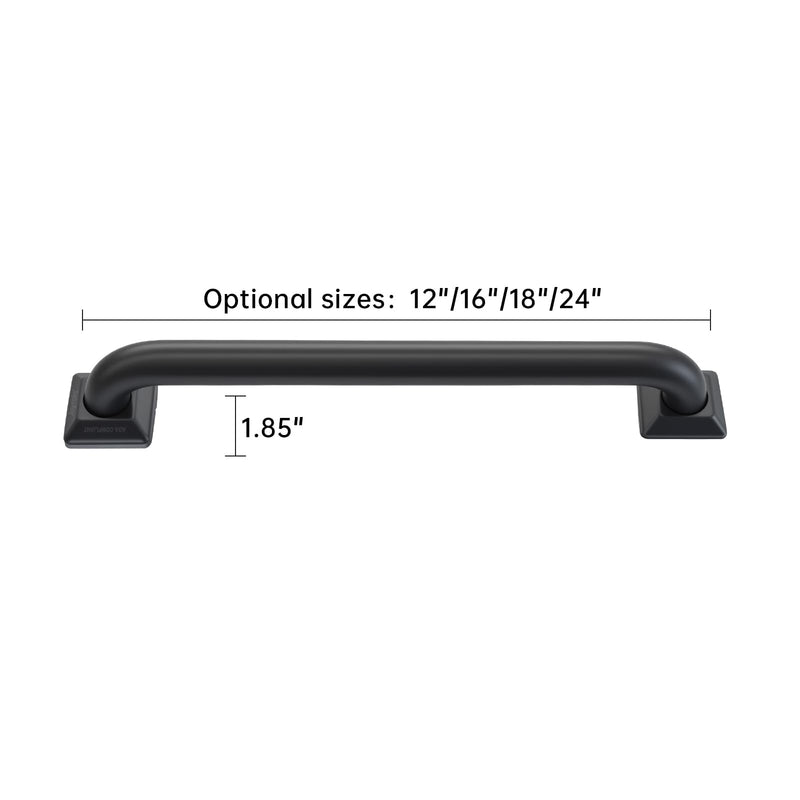 joyrain 500lb Capacity Stainless Steel Grab Bar - Heavy Duty Bathroom Safety Rail for Elderly, Anti-Slip Shower Handle, ADA Compliant (Matte Black, 16 inch) Matte Black