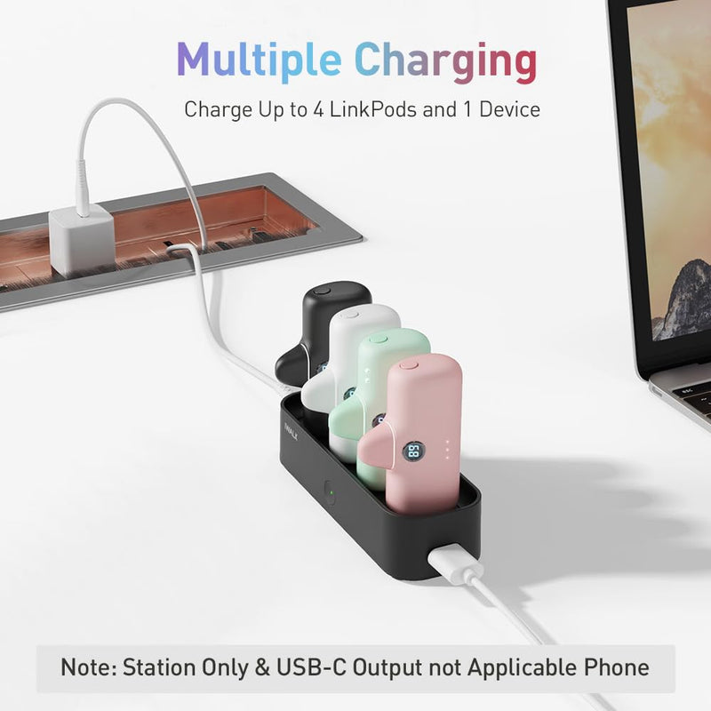 iWALK Charger Station for Portable Charger 4500mAh,4800mAh, 5000mAh, Power Bank for iPhone Charging Station Multiple USB-C Family-Sized Charger Station for Home(Station Only),Black Black