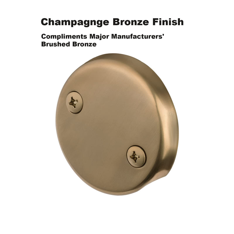 Champagne Bronze Lift & Turn Tub Trim Set with Two-Hole Overflow Faceplate and No Putty Gasket, Bathtub Conversion Kit Assembly with Universal Fine/Coarse Thread, No Putty Installation by Artiwell Champagne Bronze