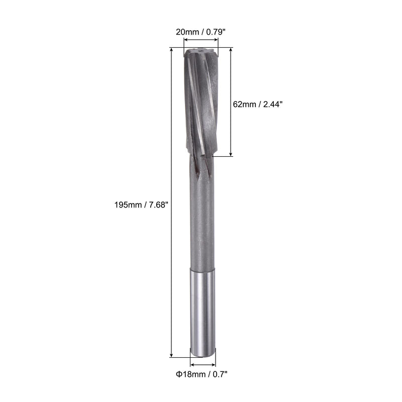 uxcell Chucking Reamers, 20mm H7 4241 High Speed Steel Spiral Flutes Lathe Machine Reamer Milling Cutter