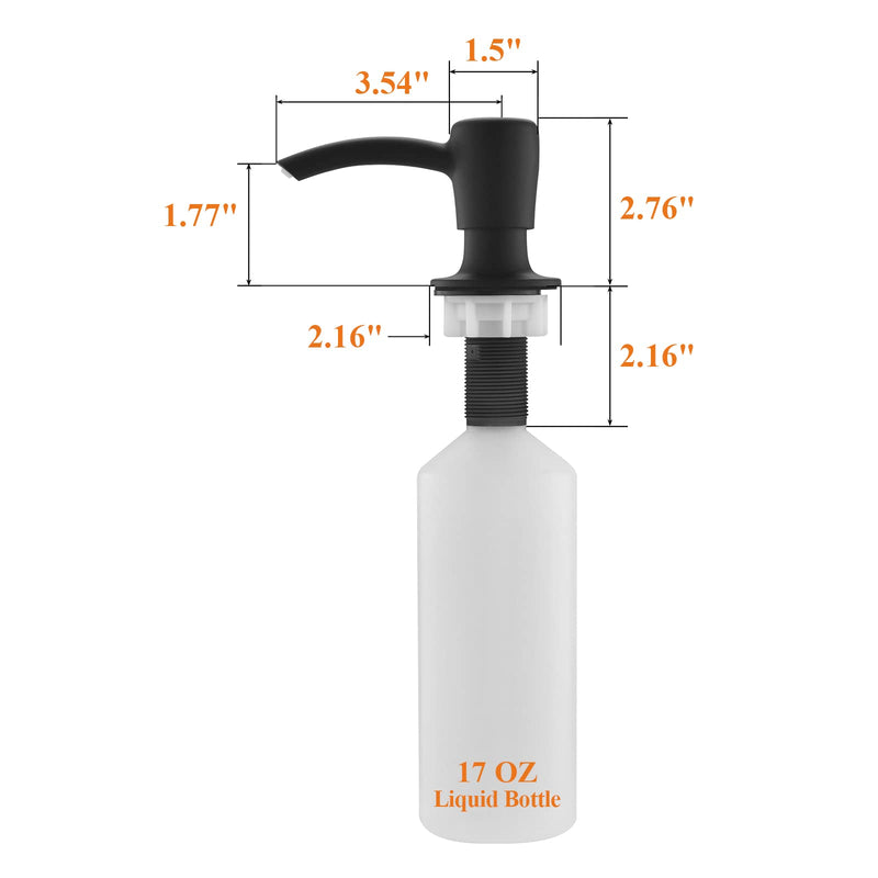 RULIA Kitchen Sink Soap Dispenser, Build in Sink Soap Dispenser, Deck Mounted Soap Dispenser, Matte Black RB2006