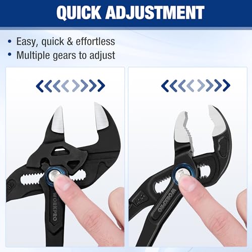 WORKPRO 2 PCS 7-Inch Pliers Wrench & Groove Joint Pliers Set, Quick Adjust 7 inch & 7 inch