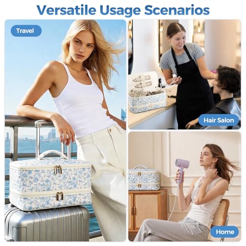 Hair Tools Travel Bag for Shark Flex Style Hair Dryer, Carrying Case for Shark Flexstyle Flex Fusion Glam Dyson Airwrap Attachments Accessories Organizer Blue Large
