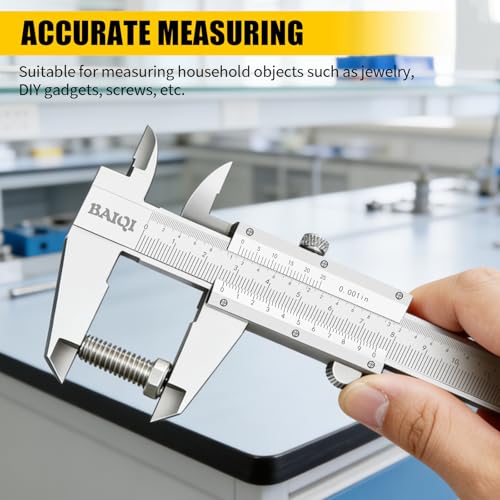 Vernier Caliper Measuring Tool,0-6"/0-150mm Manual Stainless Steel Caliper,High Accuracy 0.001In/0.02mm Dual Imperial/Metric Scale High Precision Micrometer