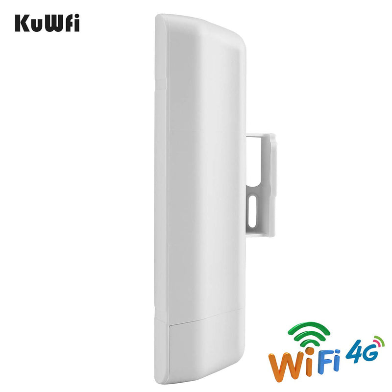 KuWFi 300Mbps Outdoor 4G LTE CPE WiFi Router with Sim Card Slot CAT4 SIM Routers with POE Adapter Work with IPcamera or Outside WiFi Coverage (US Version B2/B4/B5/B12/B13/B14/B66/B71) QC300K