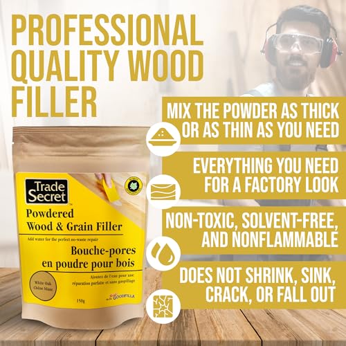 Trade Secret Wood Filler Powder, White Oak Tintable Grain Repair, 150 g
