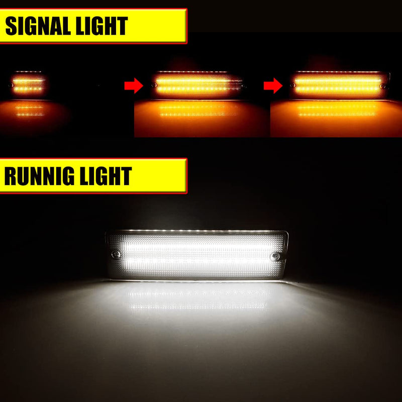 GTINTHEBOX For 1988-1997 Nissan Hardbody PickUp, 1988-1995 Nissan Pathfinder Front Bumper Turn Signal DRL Daytime Running Light Smoked Lens Amber/White LED Lamp