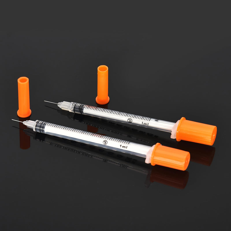 Syringes with Needle, 100 Pack U-100 1ml 30G 5/16" (8mm) Disposable Syringe, Lab Supplies Individual Wrapped 1CC 30G 5/16"